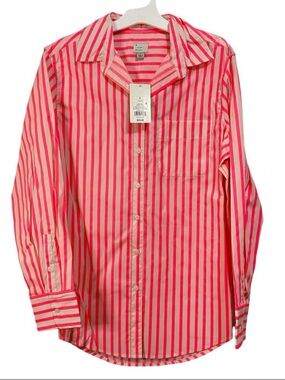a new day Pink and White Vertical Stripe Button-Down Shirt